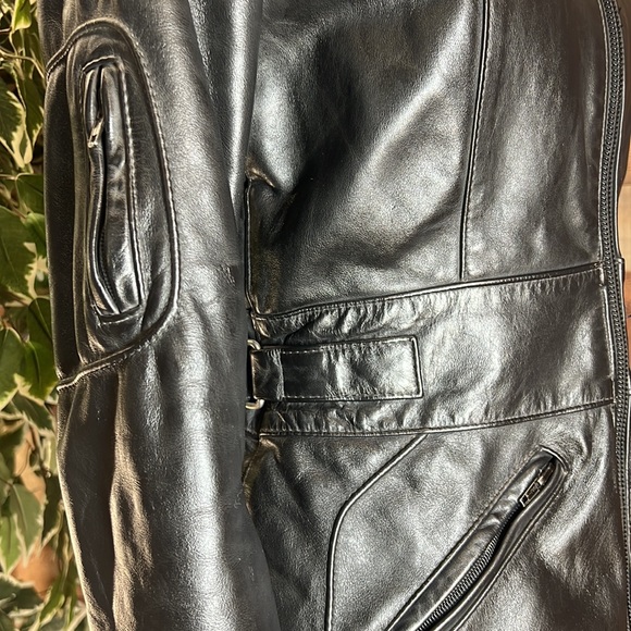TAURUS Black Canadian Genuine Leather Quilted Liner Zippers Moto Coat - Picture 7 of 16